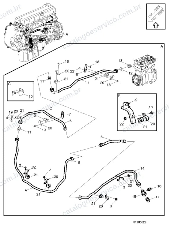 Vista explodida – freio – Catálogo de Peças Volvo FH16A84R (FH4)