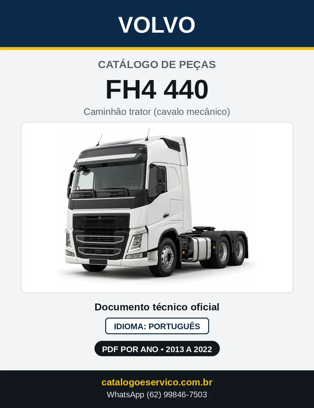 Capa do Catálogo de Peças Volvo FH4 440 – caminhão
