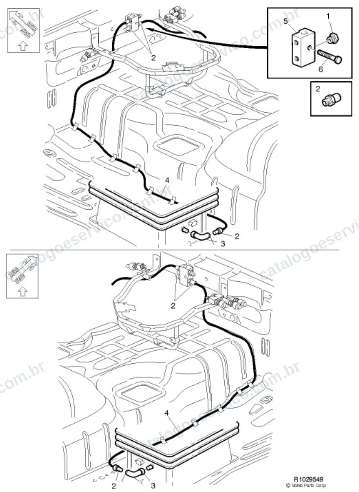 Vista explodida – carroceria, cabina e interior – Catálogo de Peças Volvo FH