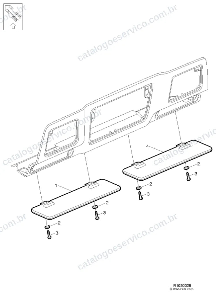 Vista explodida – carroceria, cabina e interior – Catálogo de Peças Volvo FH