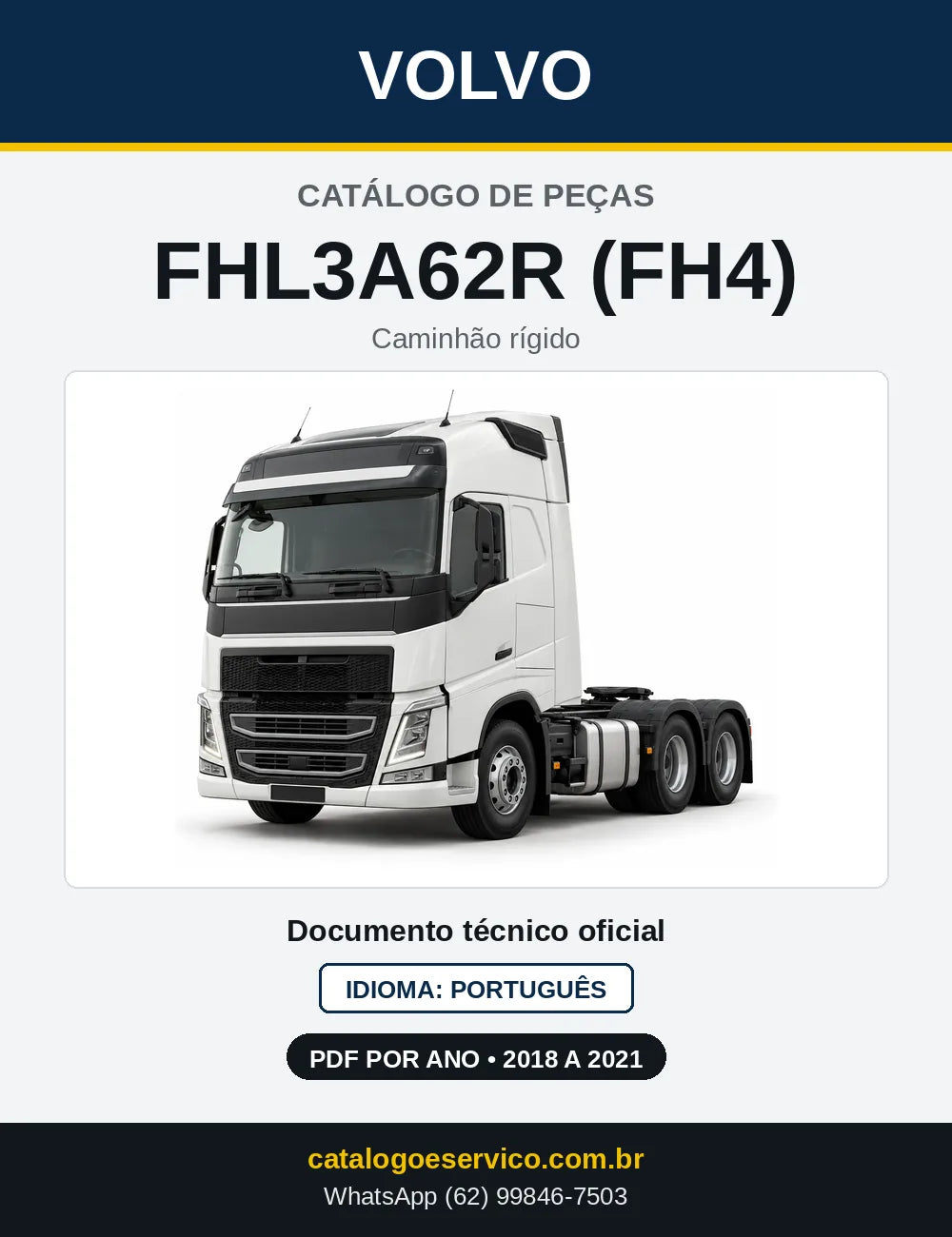 Capa do Catálogo de Peças Volvo FHL3A62R (FH4) – caminhão