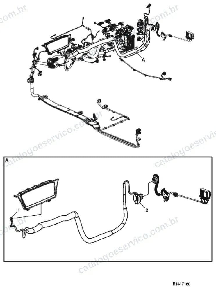 Vista explodida – sistema elétrico, iluminação e instrumentos – Catálogo de Peças Volvo FHL3B42R (FH4)