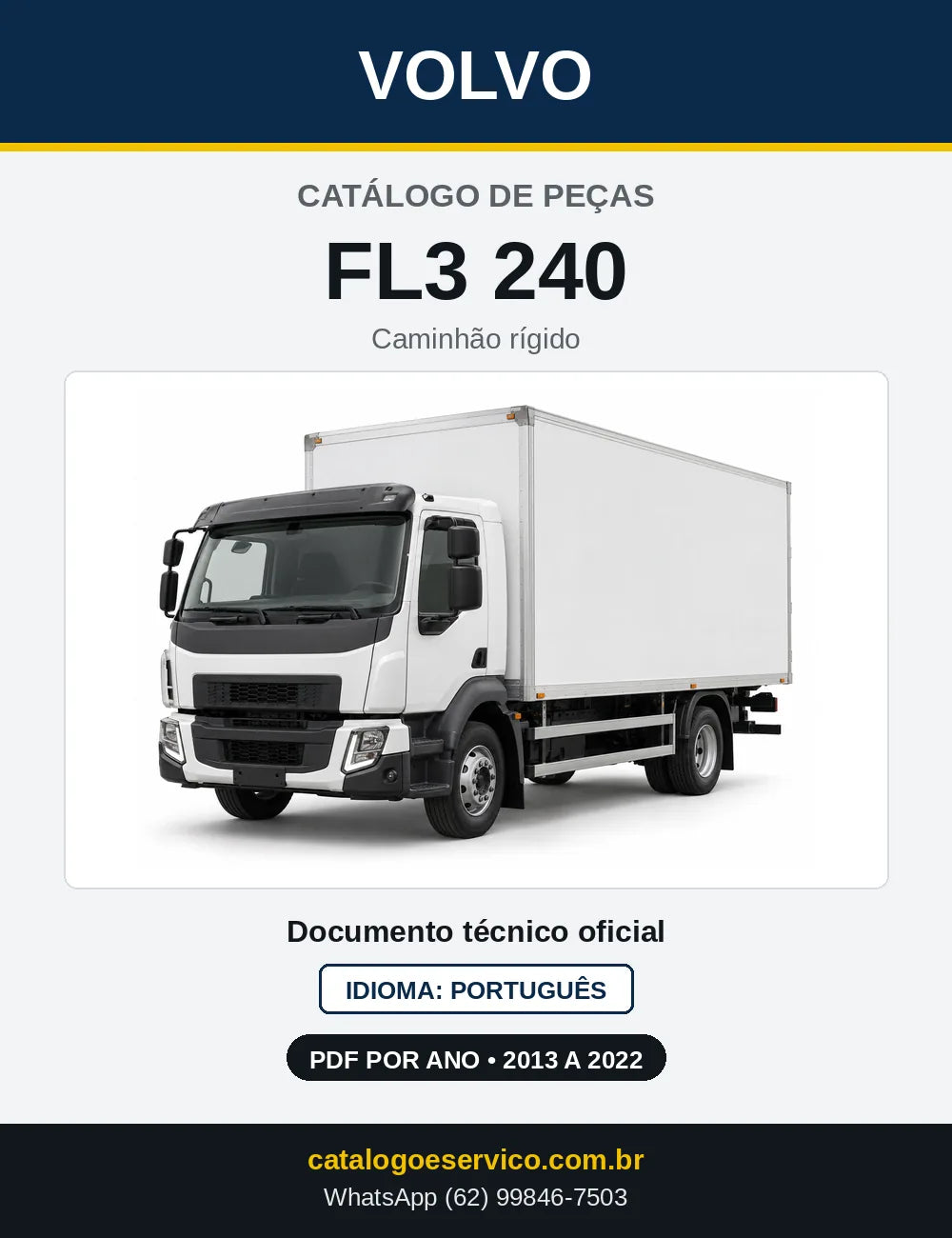 Capa do Catálogo de Peças Volvo FL3 240 – caminhão