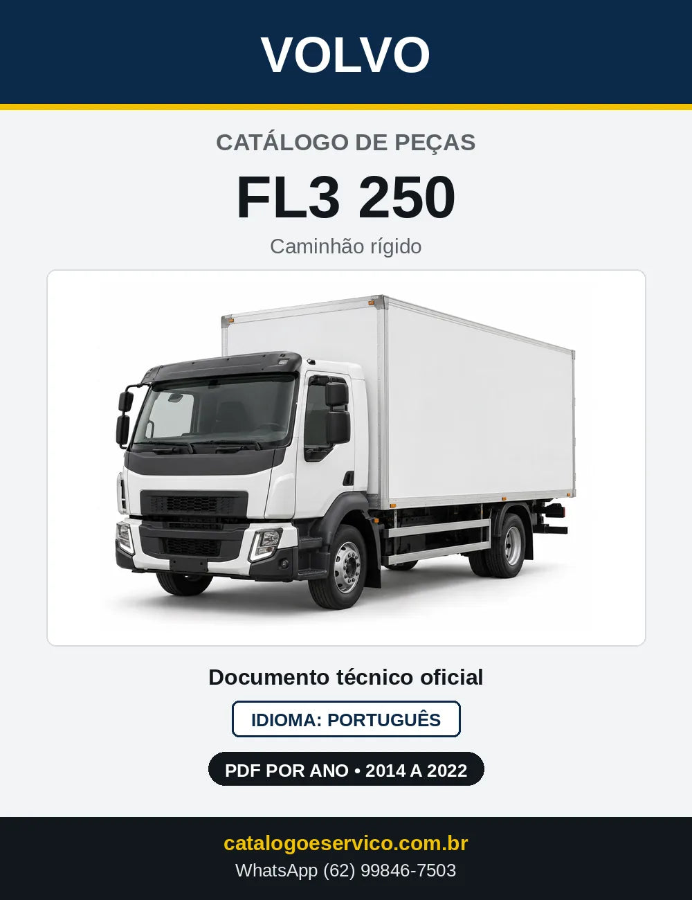 Capa do Catálogo de Peças Volvo FL3 250 – caminhão