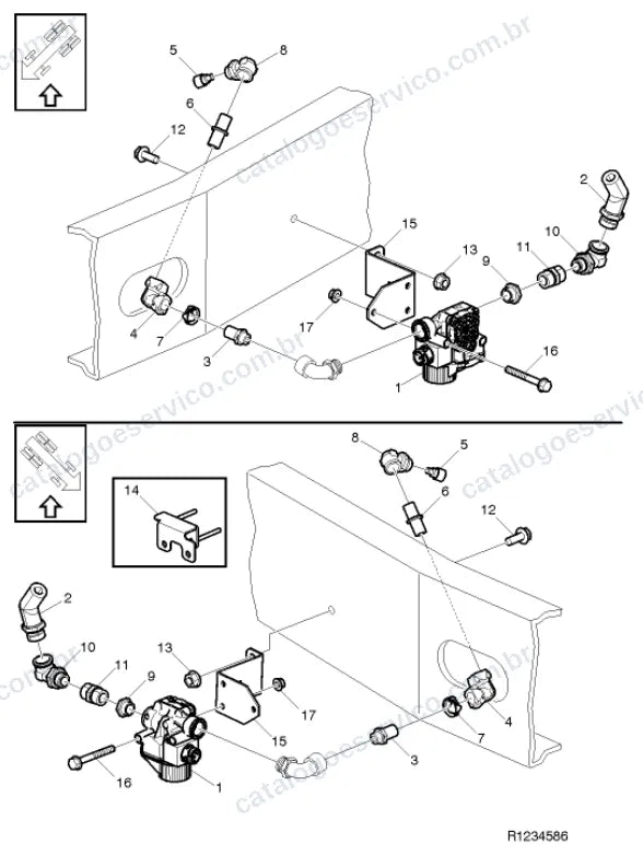 Vista explodida – freio – Catálogo de Peças Volvo FL8 42R (FL3)