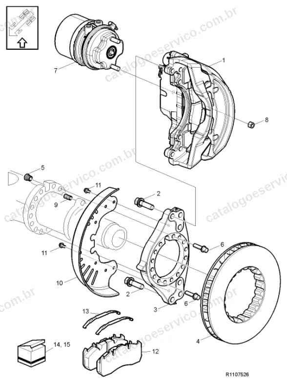 Vista explodida – freio – Catálogo de Peças Volvo FM 400