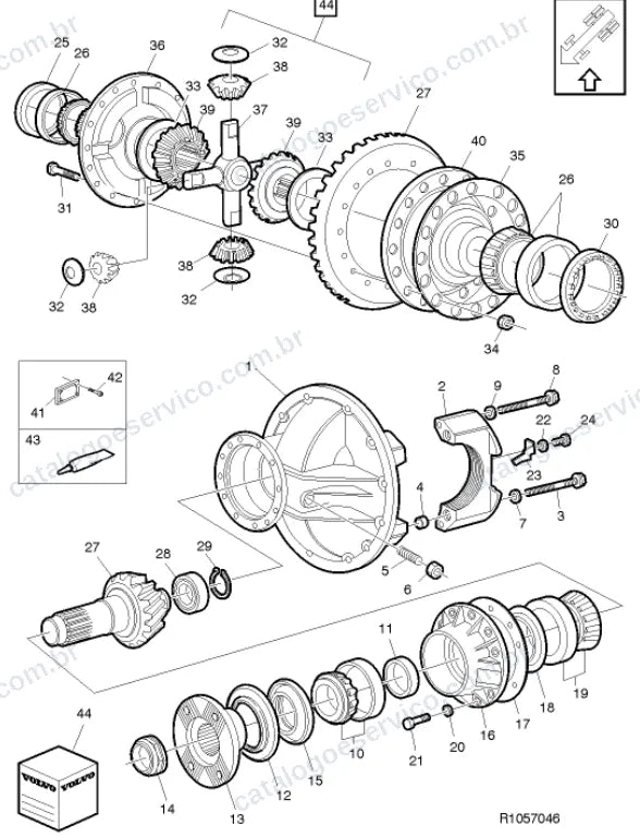 Vista explodida – transmissão – Catálogo de Peças Volvo FM 420