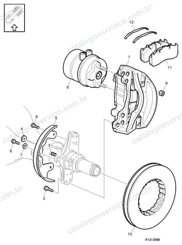 Vista explodida – freio – Catálogo de Peças Volvo FM 800