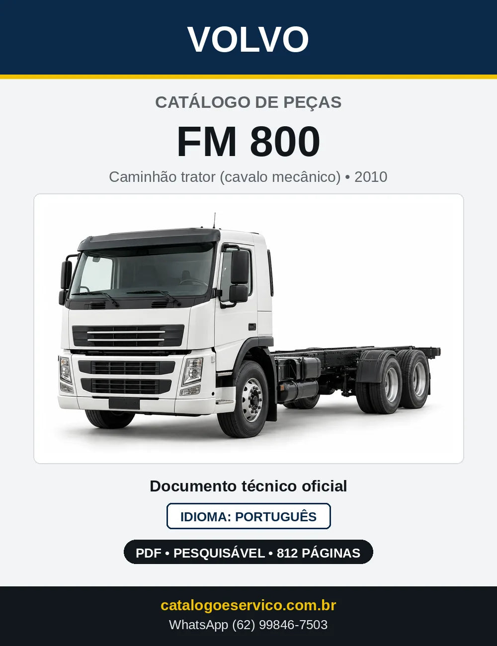 Capa do Catálogo de Peças Volvo FM 800 – caminhão