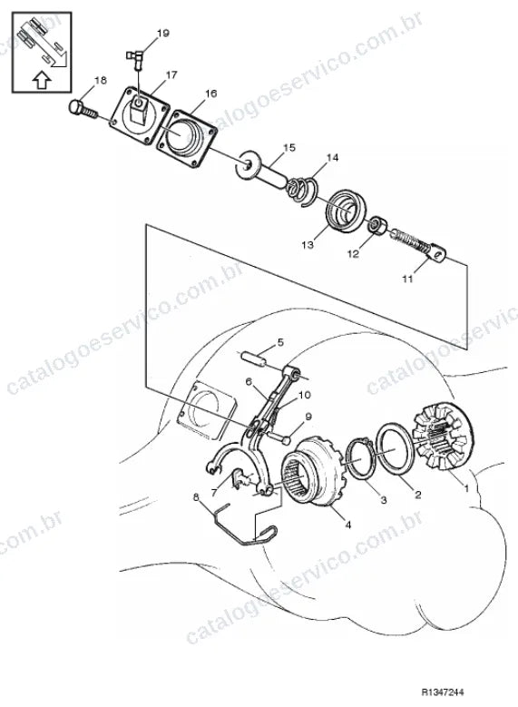 Vista explodida – transmissão – Catálogo de Peças Volvo FM11 66R