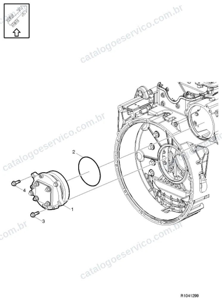 Vista explodida – transmissão – Catálogo de Peças Volvo FM11B42R (FM4)