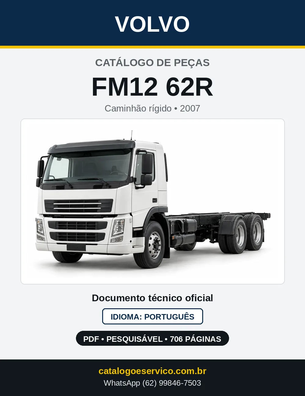 Capa do Catálogo de Peças Volvo FM12 62R – caminhão