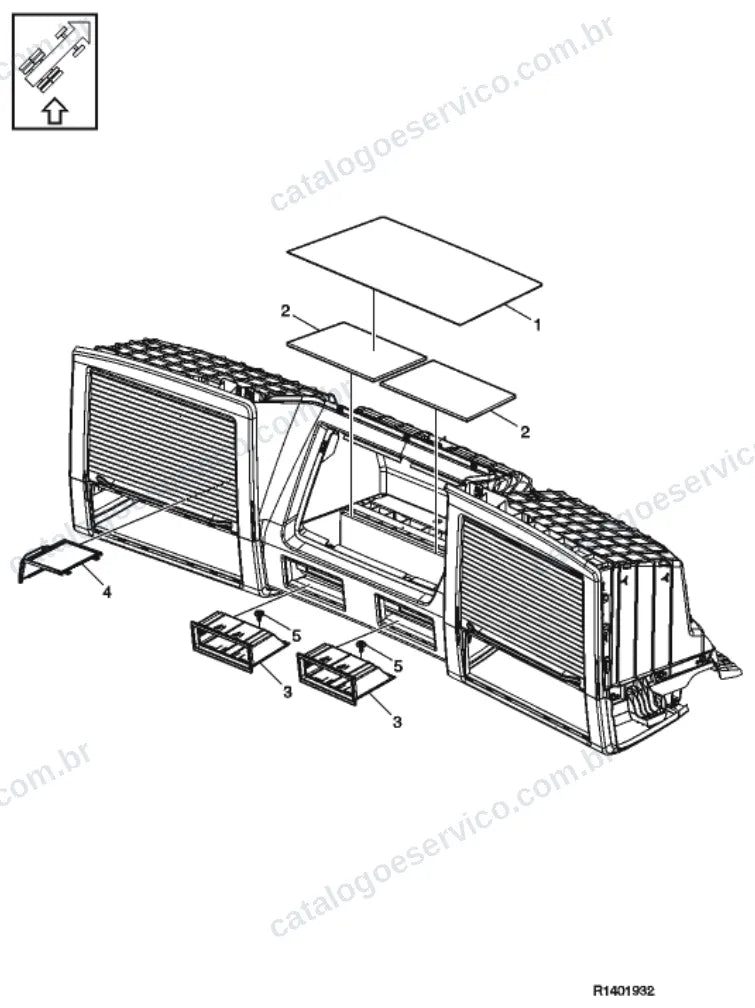 Vista explodida – carroceria, cabina e interior – Catálogo de Peças Volvo FM4 330