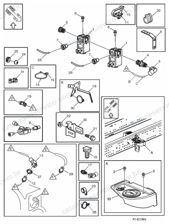 Vista explodida – transmissão – Catálogo de Peças Volvo FM4 440