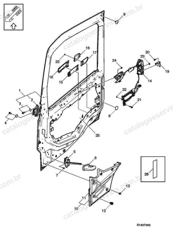 Vista explodida – carroceria, cabina e interior – Catálogo de Peças Volvo FM4 540
