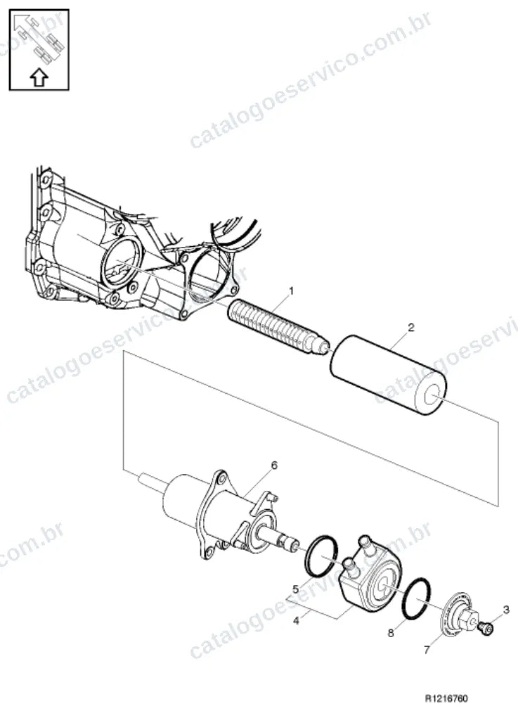 Vista explodida – transmissão – Catálogo de Peças Volvo FM9 64R