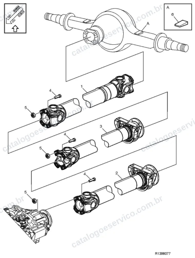 Vista explodida – transmissão – Catálogo de Peças Volvo FML3A42R (FM4)