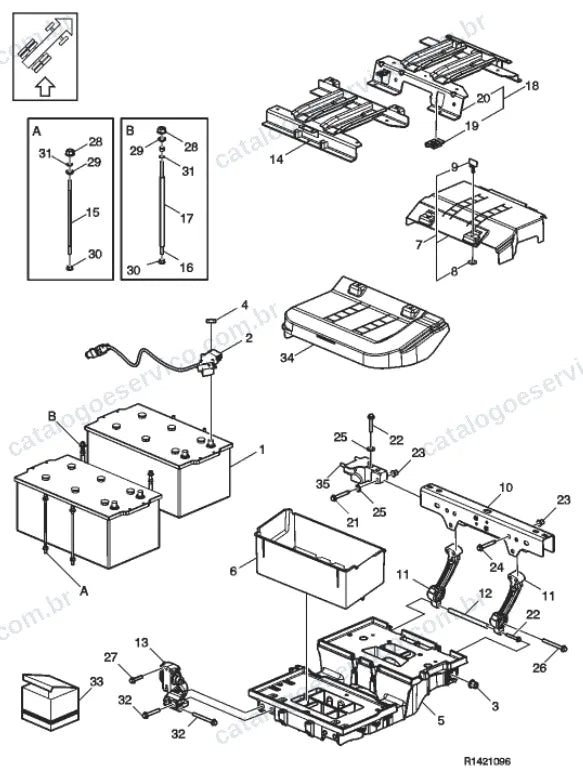 Vista explodida – sistema elétrico, iluminação e instrumentos – Catálogo de Peças Volvo FML3B62T (FM4)