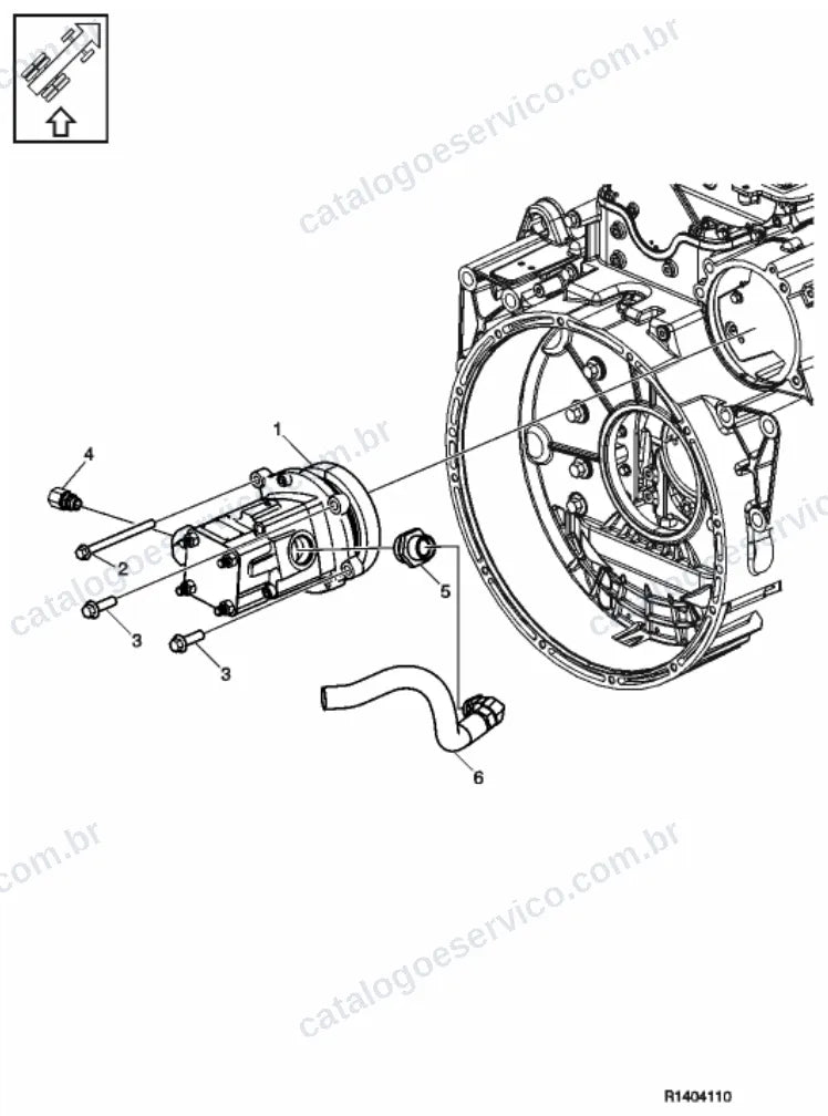 Vista explodida – transmissão – Catálogo de Peças Volvo FML3B62T (FM4)
