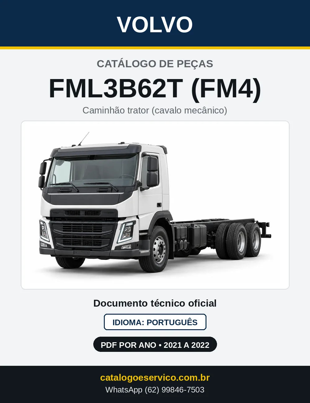 Capa do Catálogo de Peças Volvo FML3B62T (FM4) – caminhão