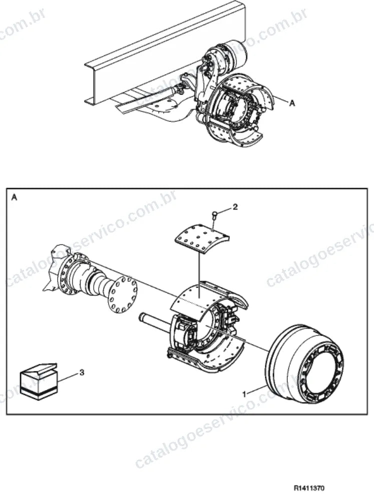 Vista explodida – freio – Catálogo de Peças Volvo FMX1142R