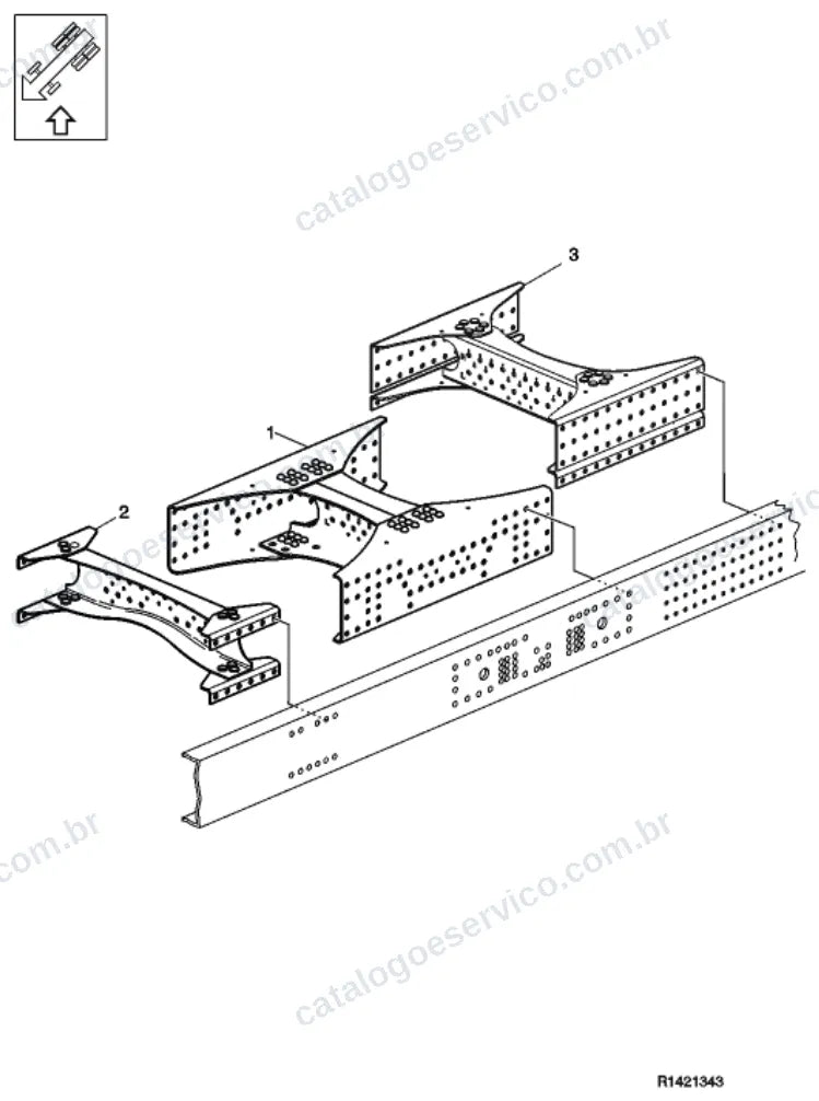 Vista explodida – quadro, molas, amortecedores e rodas – Catálogo de Peças Volvo FMXB184R