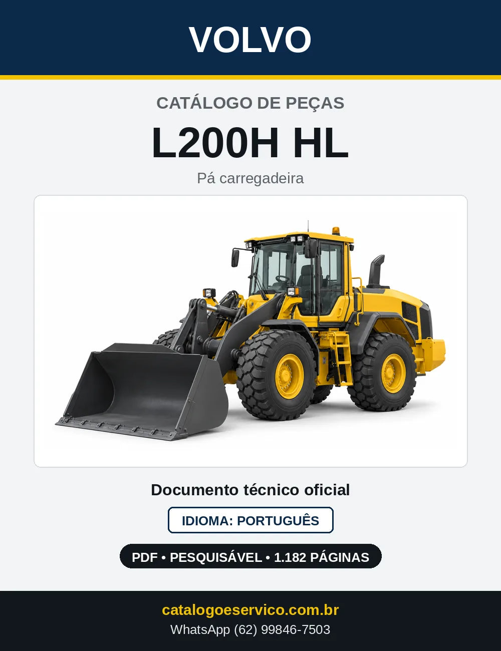 Capa do Catálogo de Peças Volvo L200H HL – pá carregadeira