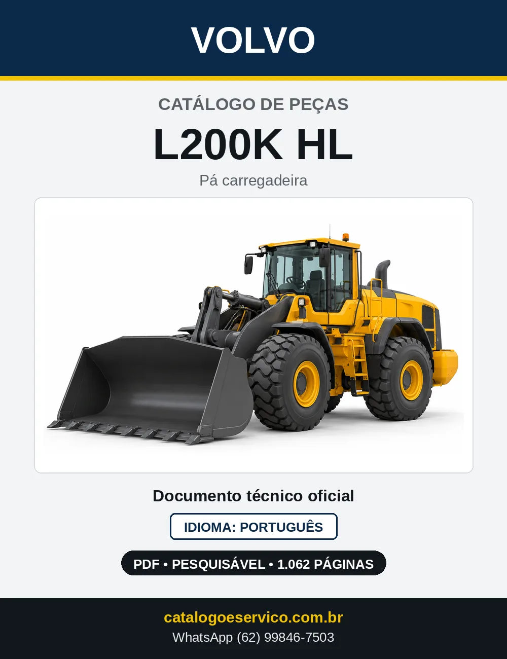 Capa do Catálogo de Peças Volvo L200K HL – pá carregadeira