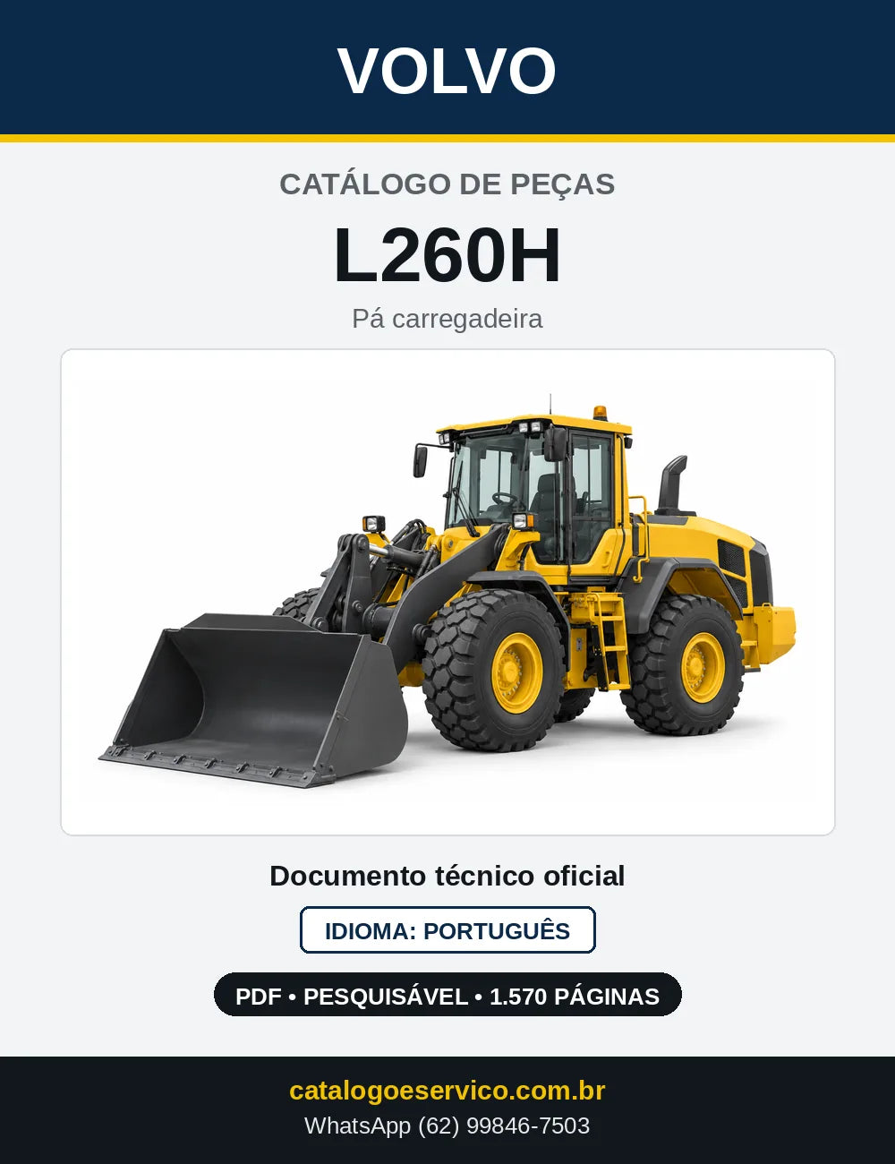 Capa do Catálogo de Peças Volvo L260H – pá carregadeira
