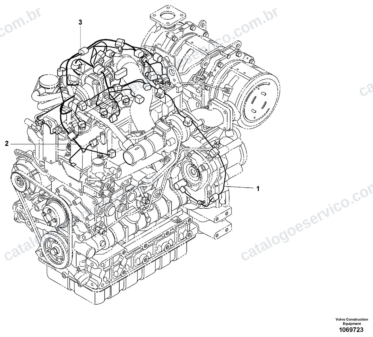 Vista explodida – motor – Catálogo de Peças Volvo L30H