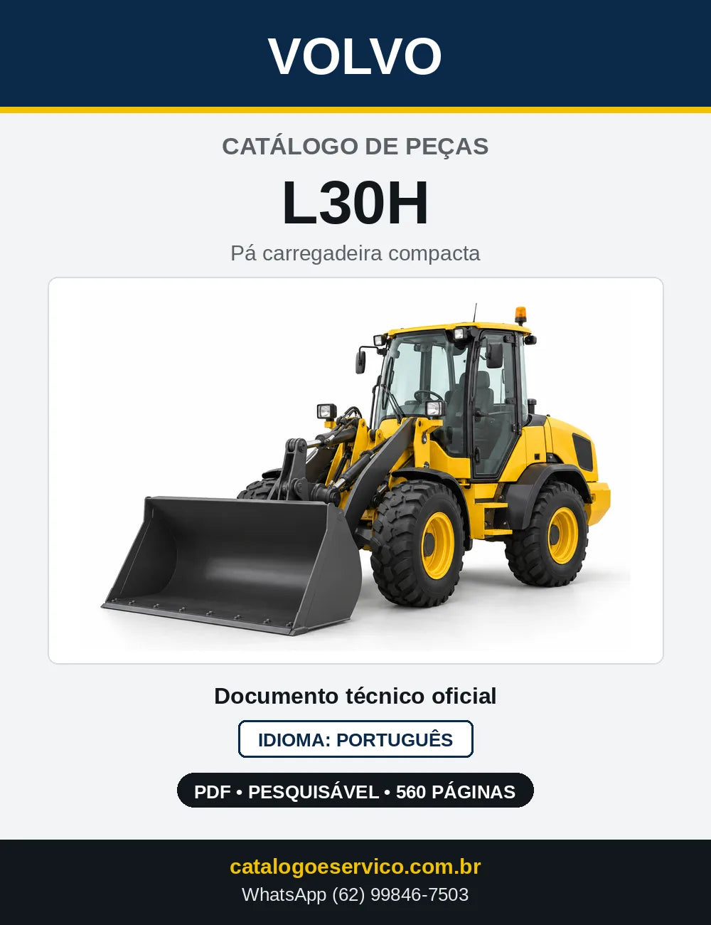 Capa do Catálogo de Peças Volvo L30H – pá carregadeira compacta