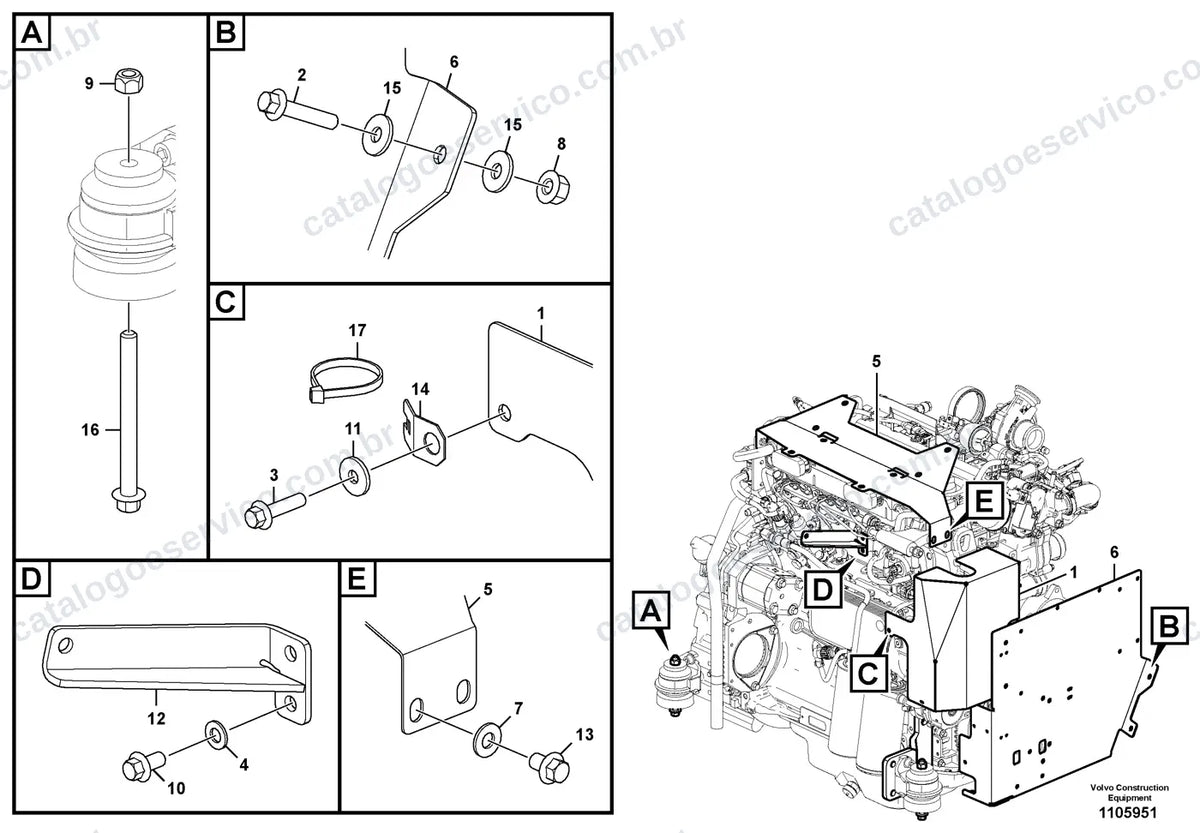 Vista explodida – motor – Catálogo de Peças Volvo L50H