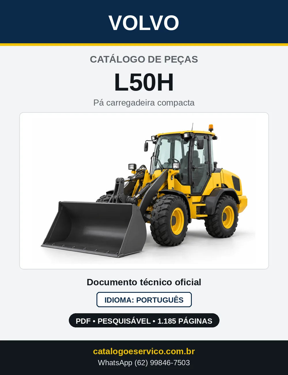 Capa do Catálogo de Peças Volvo L50H – pá carregadeira compacta