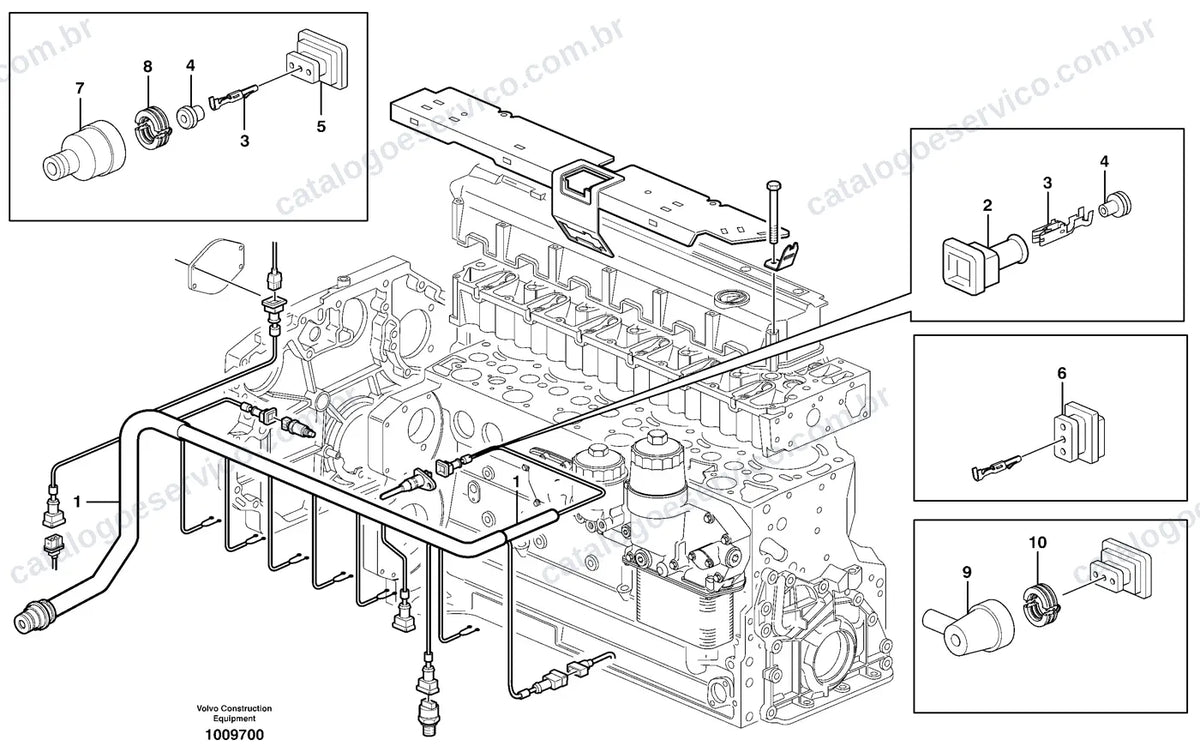 Vista explodida – sistema elétrico e eletrônico – Catálogo de Peças Volvo L70E OR