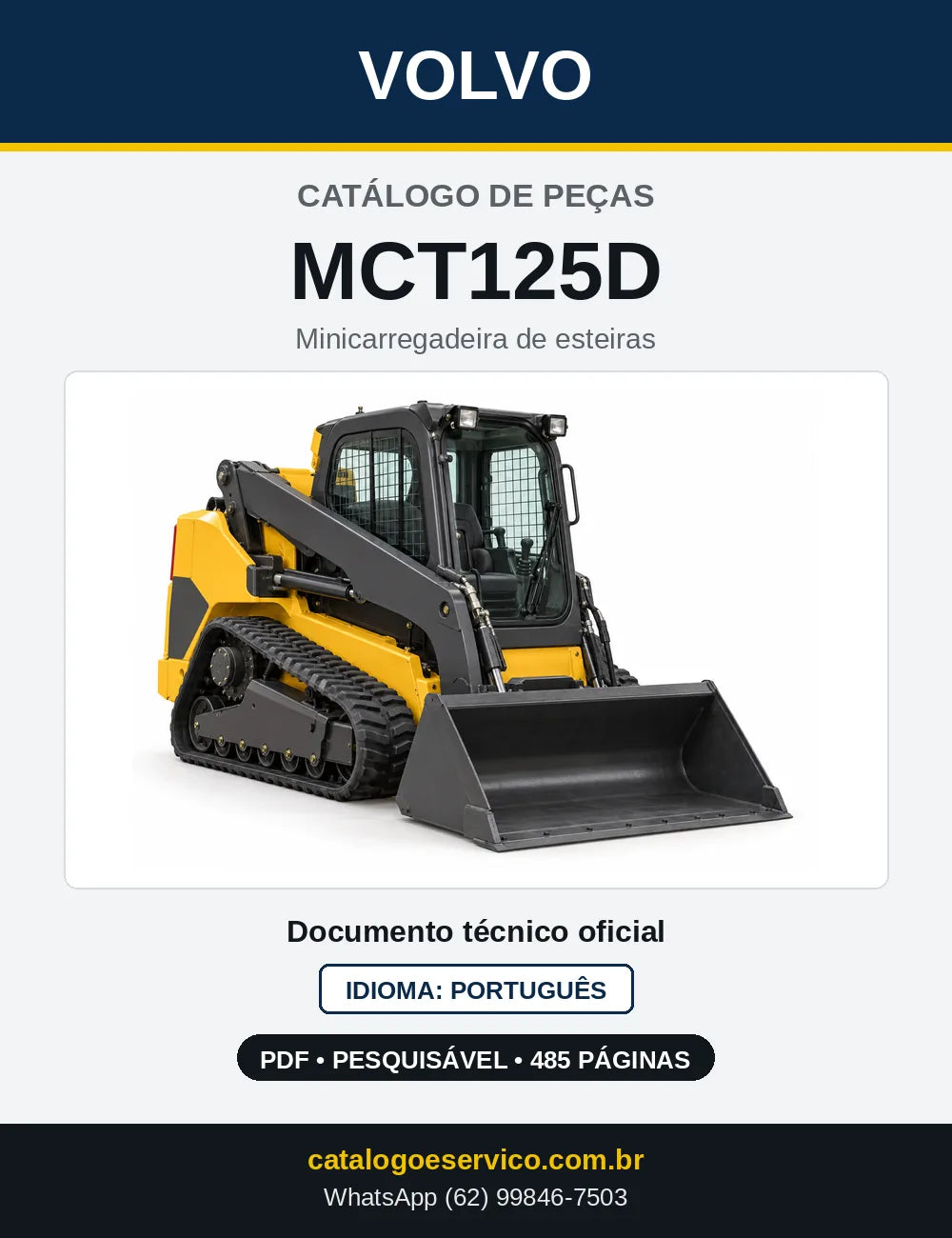 Capa do Catálogo de Peças Volvo MCT125D – minicarregadeira de esteiras