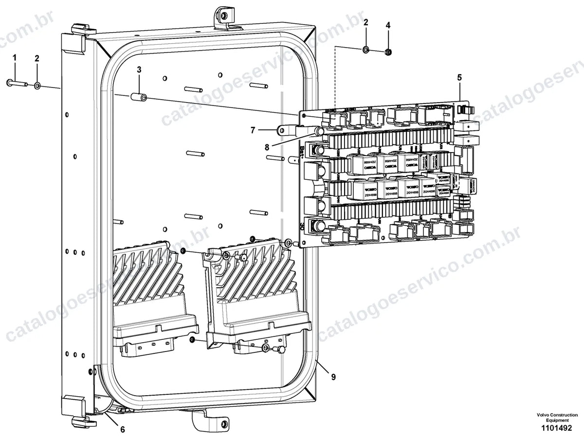 Vista explodida – sistema elétrico e eletrônico – Catálogo de Peças Volvo P2870D