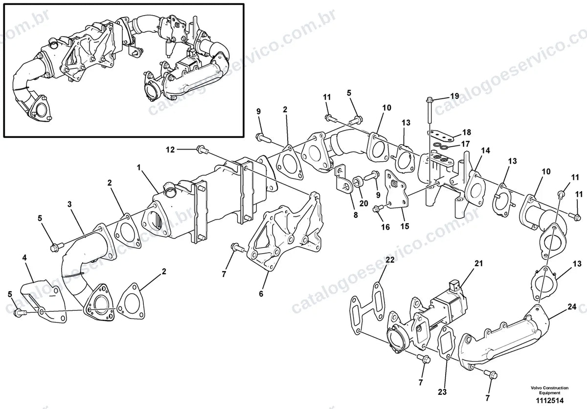 Vista explodida – motor – Catálogo de Peças Volvo P4370D ABG