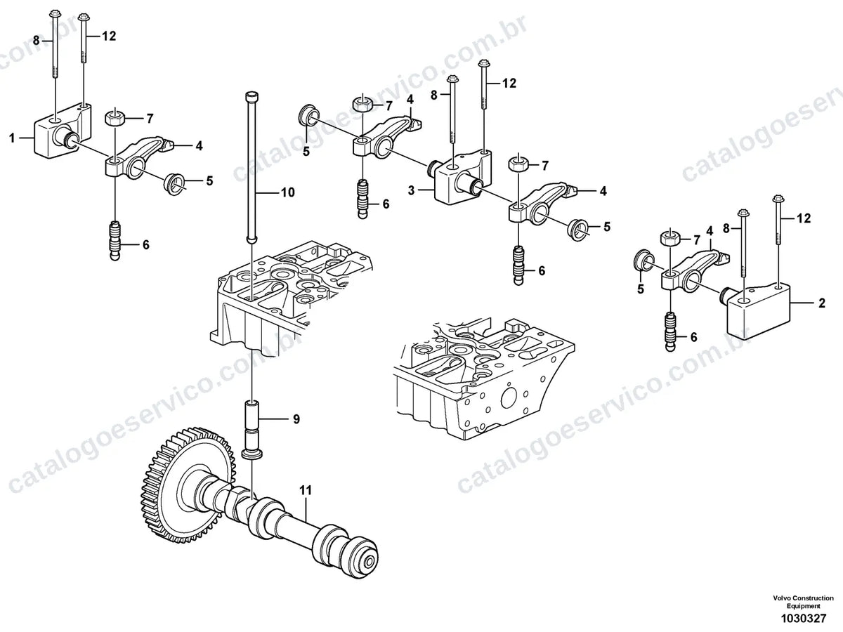 Vista explodida – motor – Catálogo de Peças Volvo P4820D