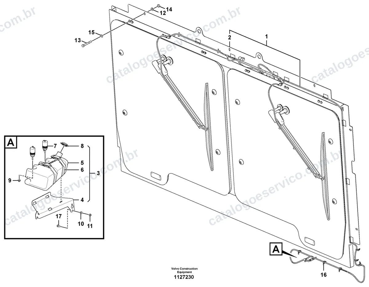 Vista explodida – cabine, carroceria e acessórios – Catálogo de Peças Volvo P4820D