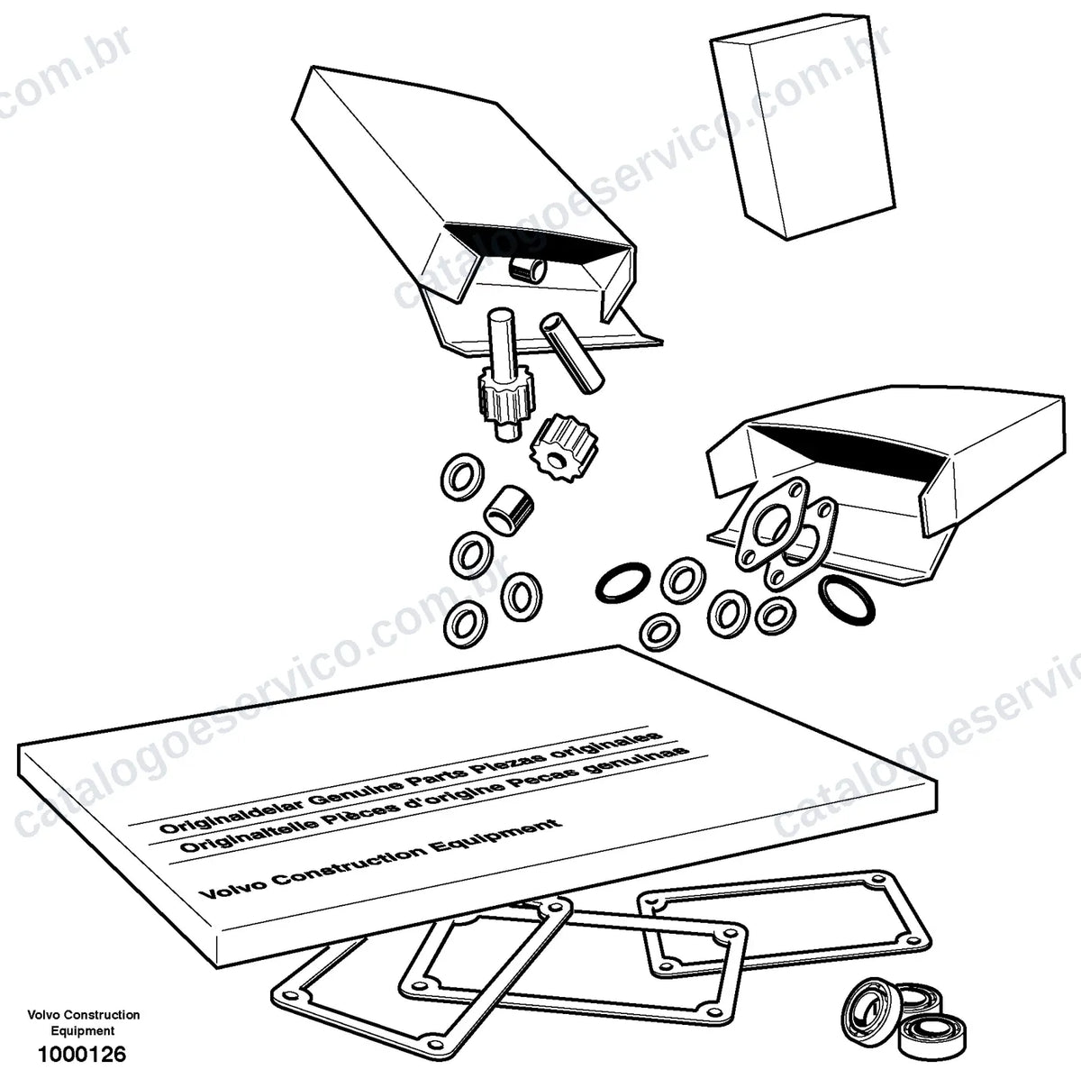 Vista explodida – cabine, carroceria e acessórios – Catálogo de Peças Volvo P4820D