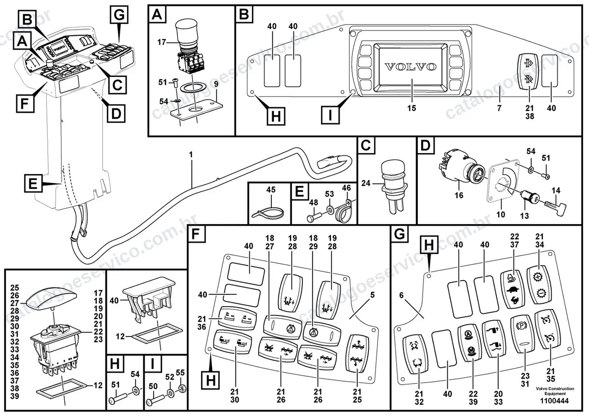 Vista explodida – sistema elétrico e eletrônico – Catálogo de Peças Volvo P5170B