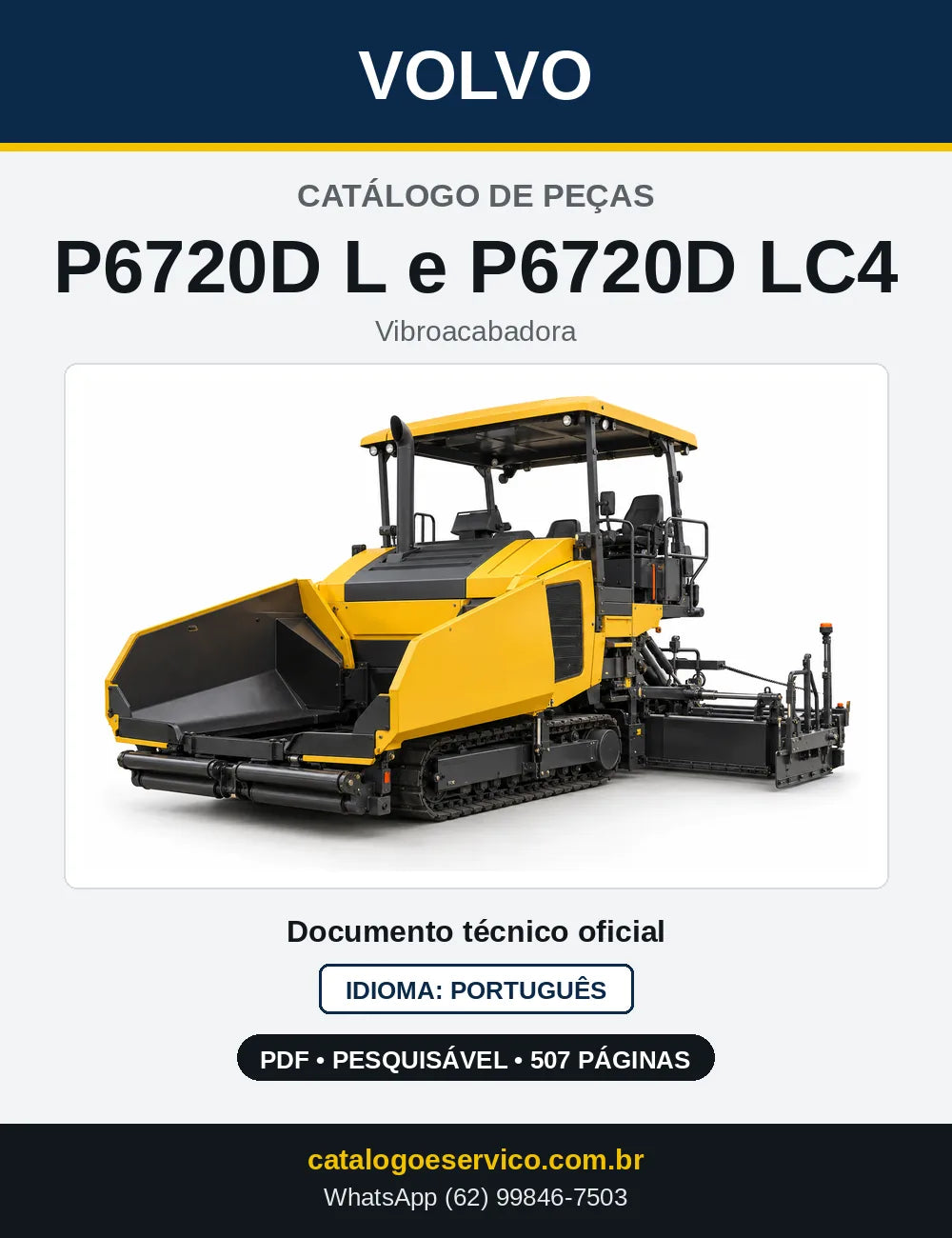 Capa do Catálogo de Peças Volvo P6720D L e P6720D LC4 – vibroacabadora