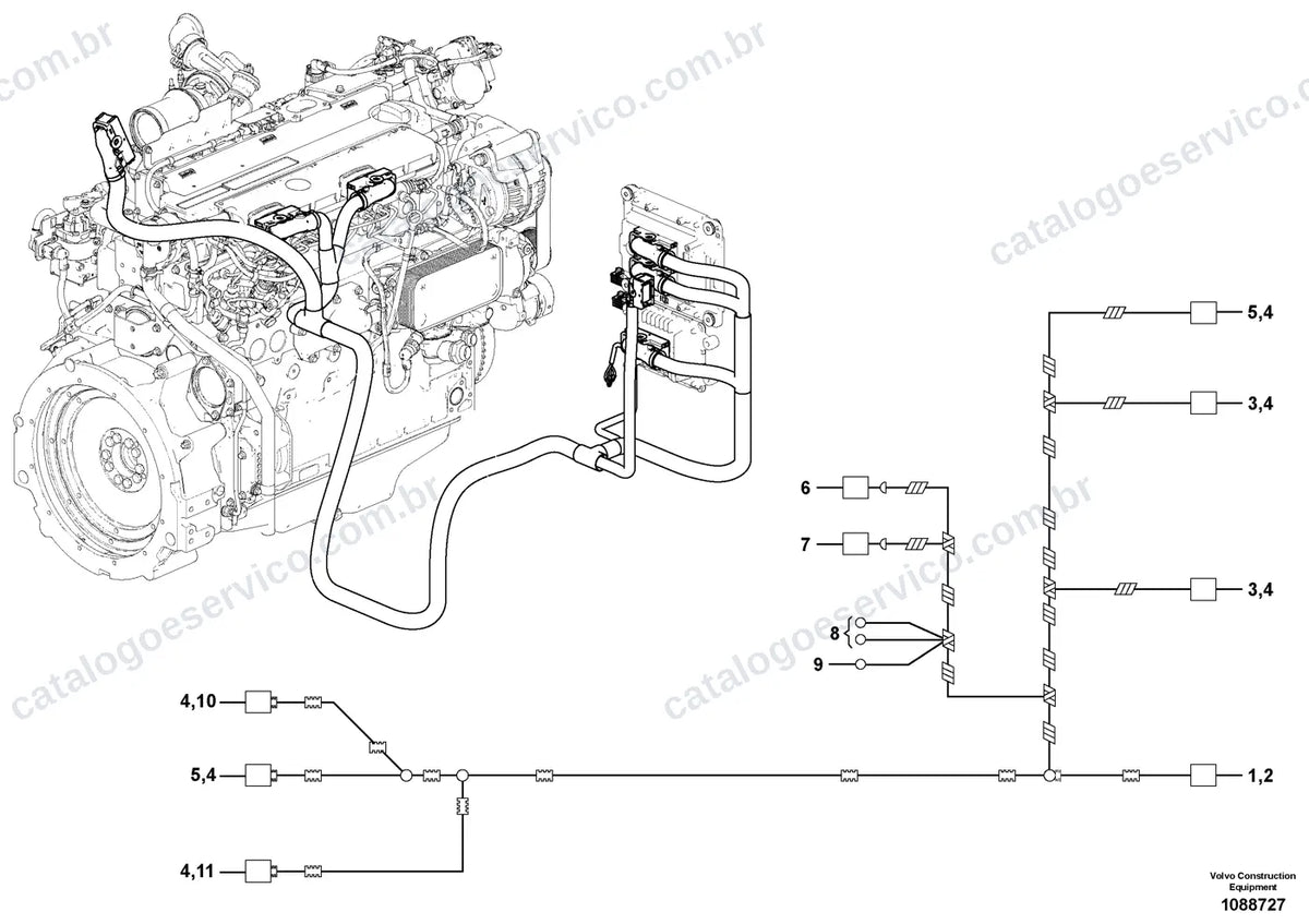 Vista explodida – sistema elétrico e eletrônico – Catálogo de Peças Volvo P6820D (P6820D, L e LC4)