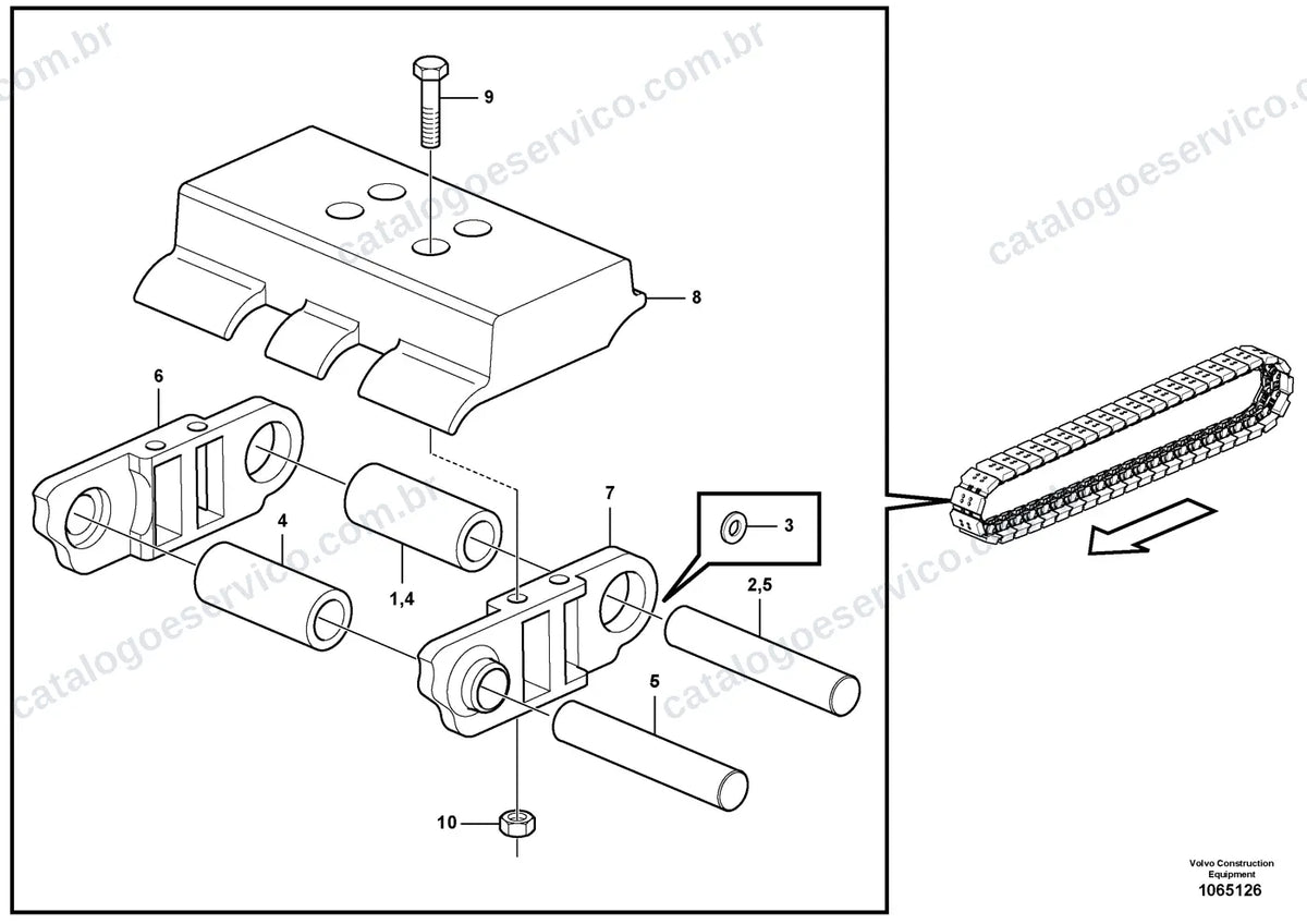 Vista explodida – chassi e material rodante – Catálogo de Peças Volvo P6820D (P6820D, L e LC4)