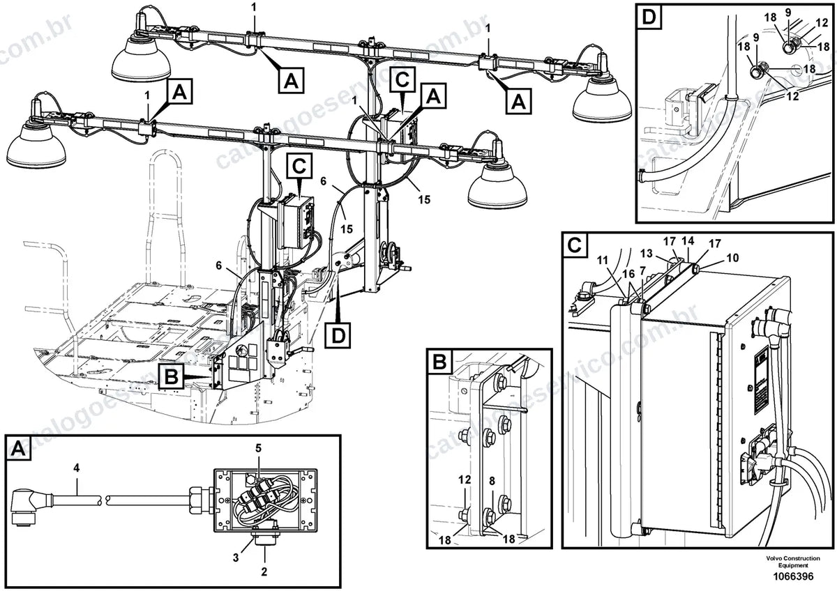 Vista explodida – sistema elétrico e eletrônico – Catálogo de Peças Volvo P7110B