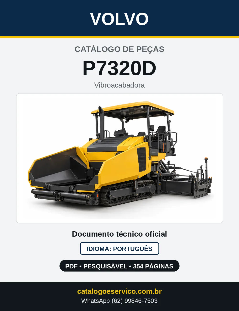 Capa do Catálogo de Peças Volvo P7320D – vibroacabadora