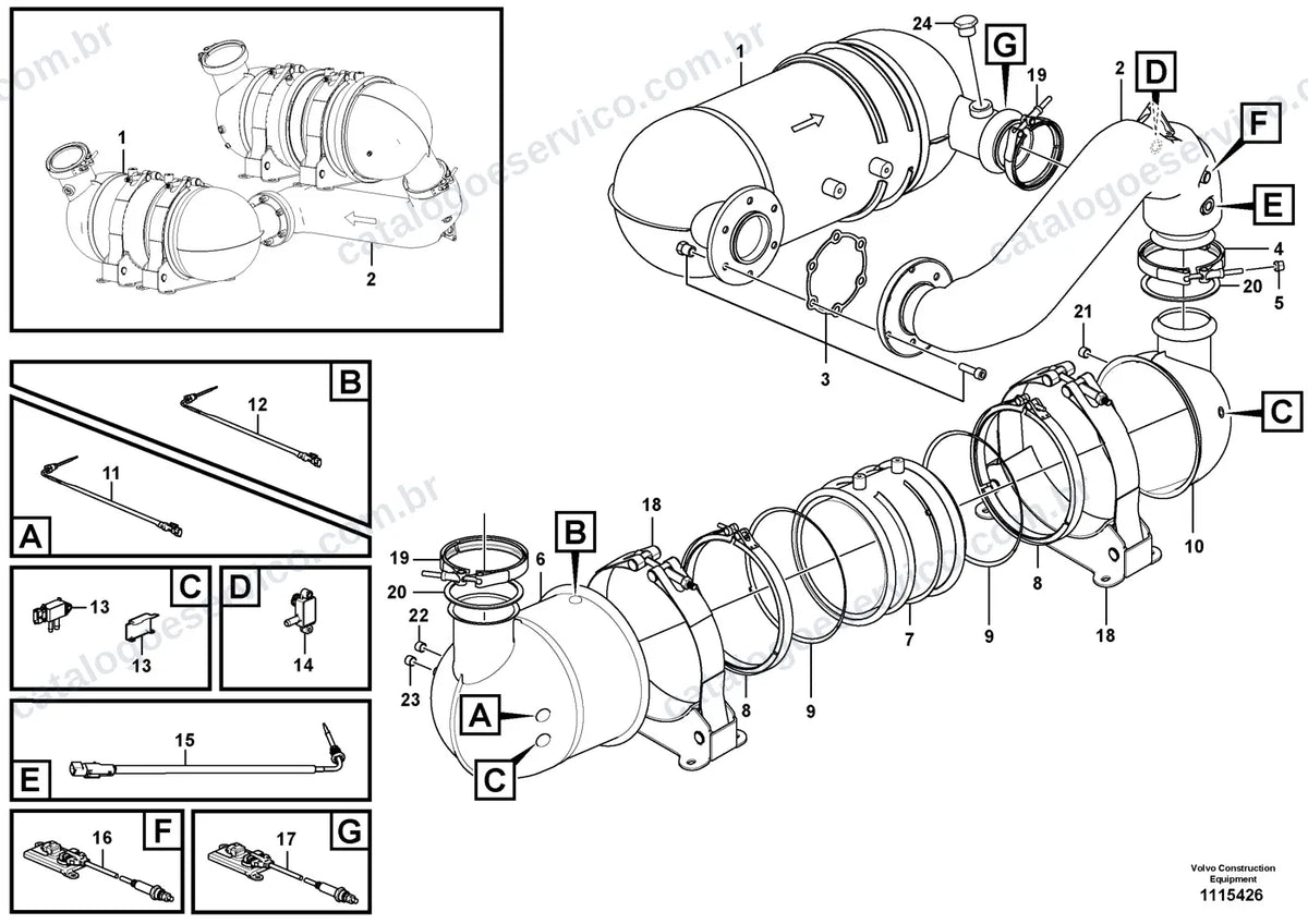 Vista explodida – motor – Catálogo de Peças Volvo P7920D