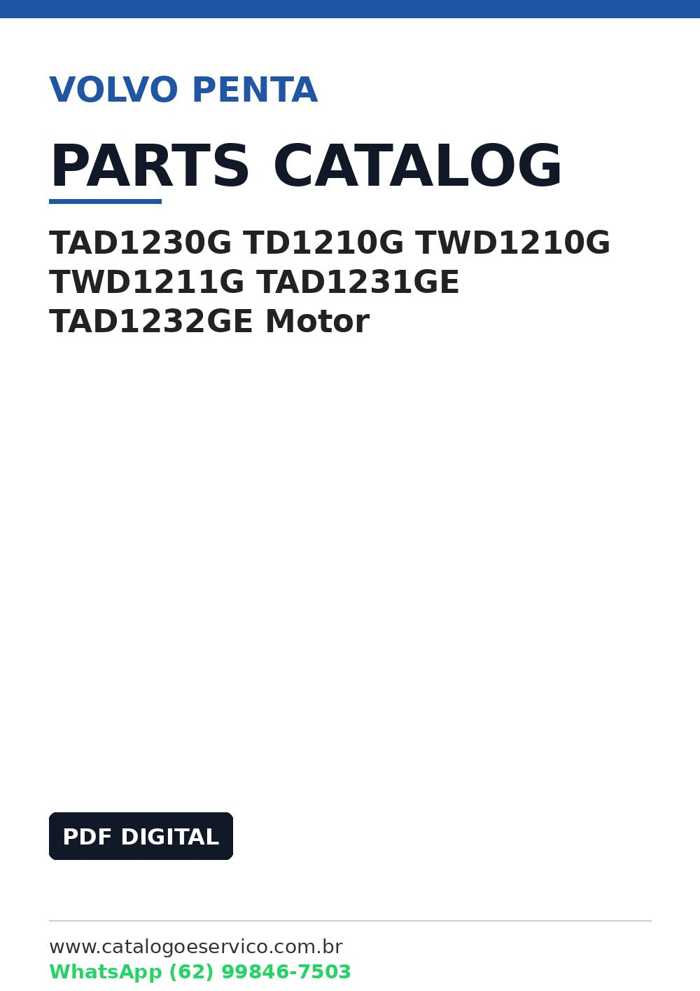 Catálogo de Peças Volvo Penta TAD1230G TD1210G TWD1210G TWD1211G TAD1231GE TAD1232GE Motor