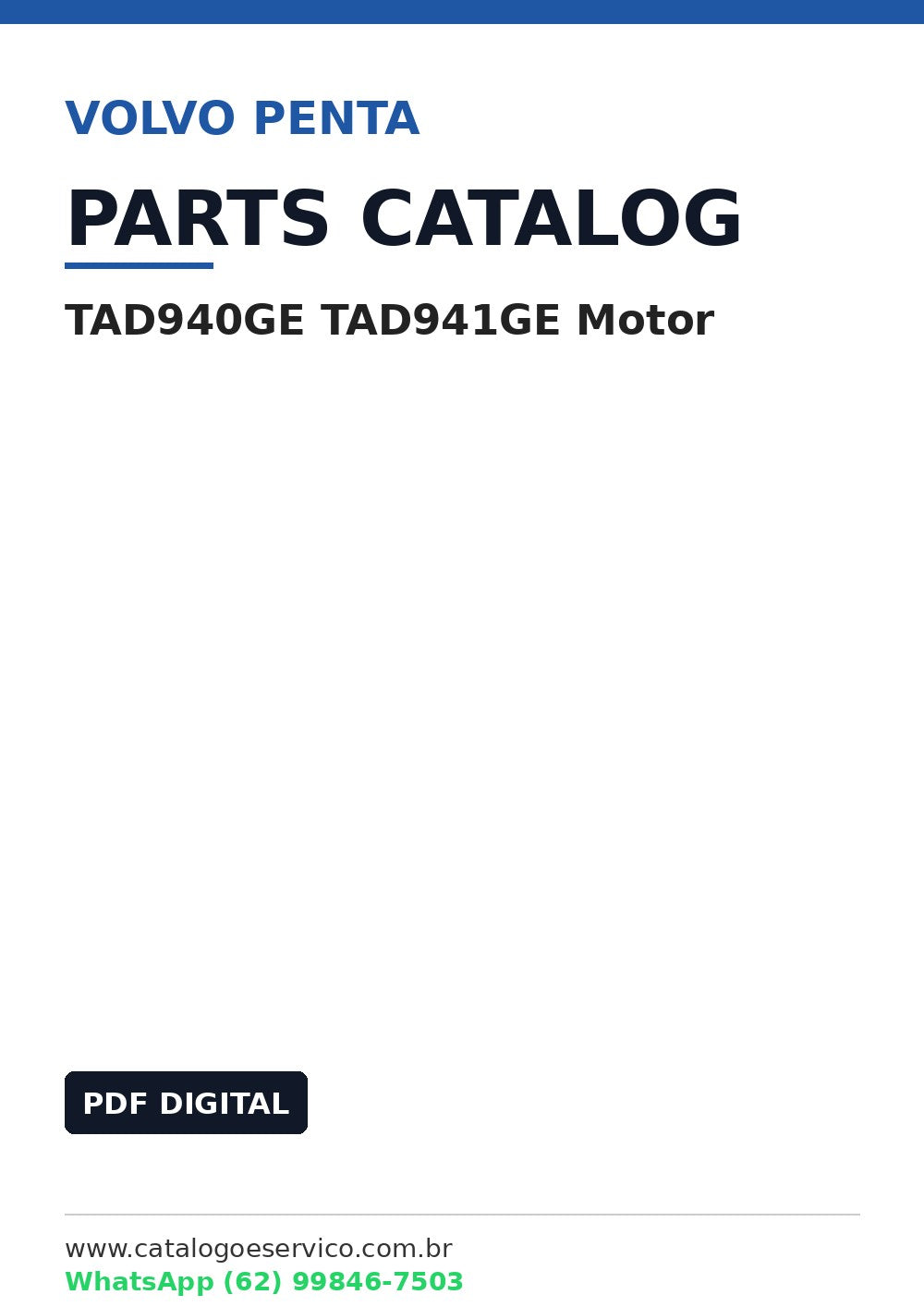 Catálogo de Peças Volvo Penta TAD940GE TAD941GE Motor