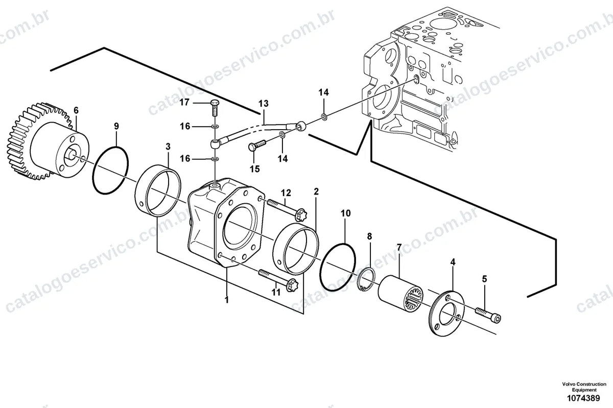 Vista explodida – motor – Catálogo de Peças Volvo PL3005E